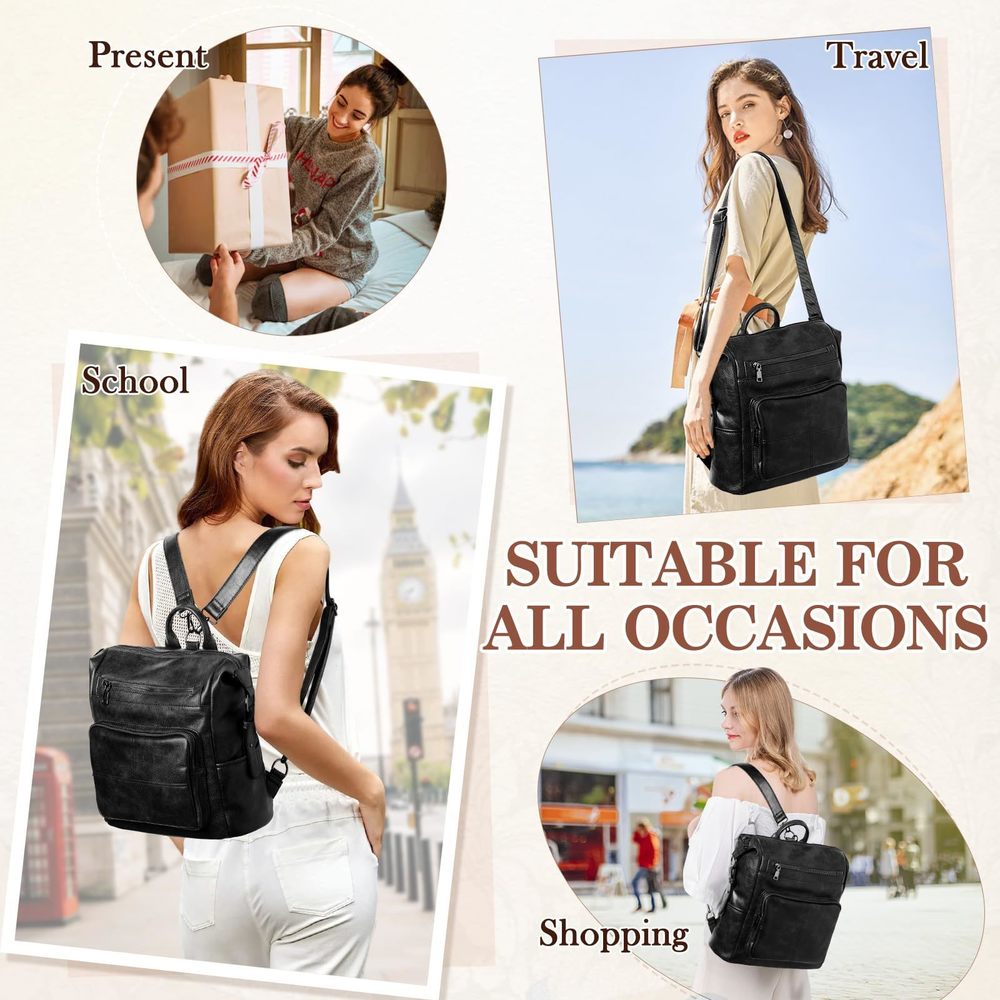 Backpack Purse, Vegan Fashion Leather Medium Convertible Ladies XD - Picture 7 of 7